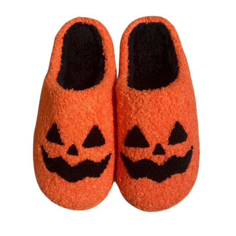 Comfortable Home Pumpkin Warm Winter Cotton Slippers Thick Non-slip Bottom Soft Sole Shoes
