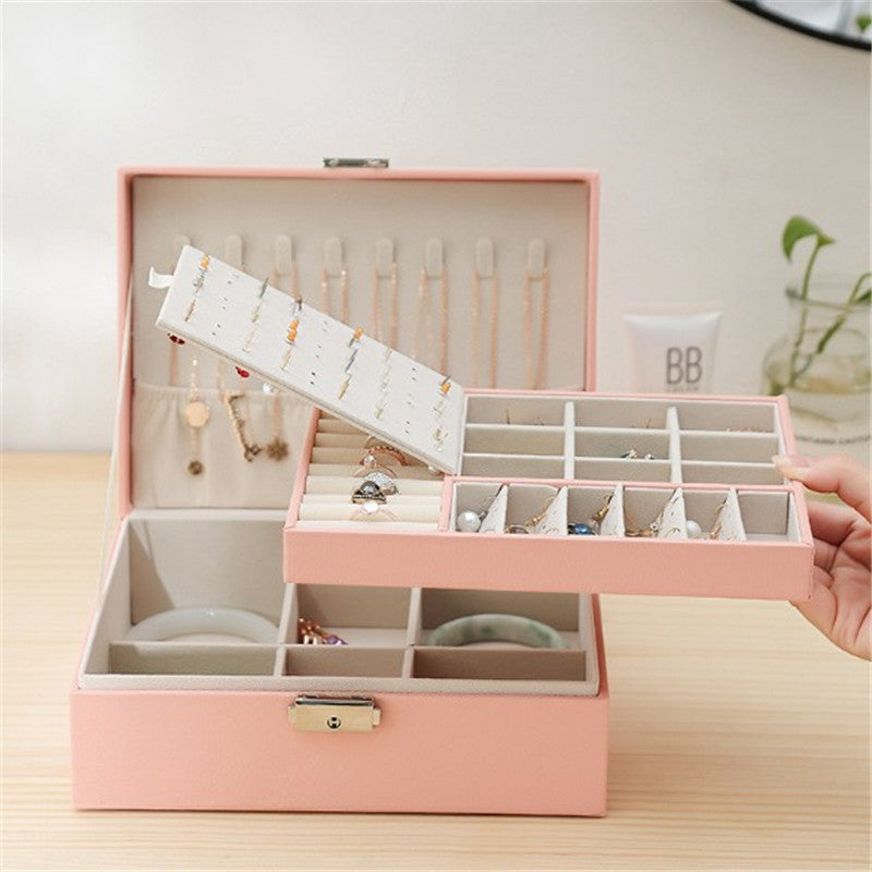 Double-layer lockable jewelry storage and sorting box