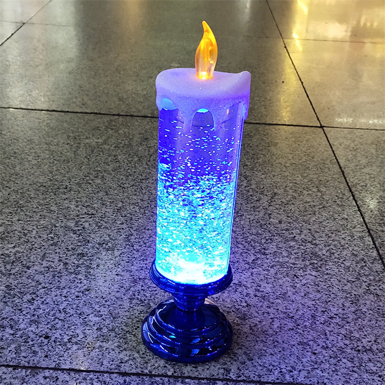 Bougie LED avec piédestal à paillettes tourbillonnantes, scintillante et sans flamme
